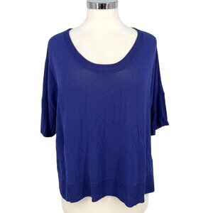 Wilfred Blue Knit Short Sleeve Side Slit Top Size Large
